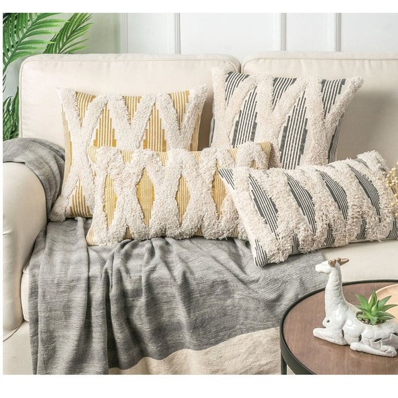 Phantoscope Boho Woven Tufted with Tassel Series Throw Pillow Cover, 12" x 20", - Picture 3 of 4